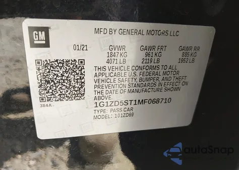 2021 Chevrolet Malibu Fwd Lt from USA, damaged, VIN 1G1ZD5ST1MF068710